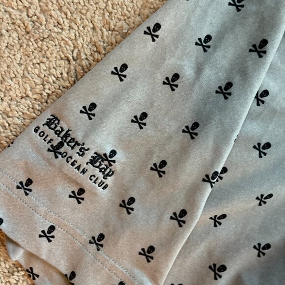 Peter Millar Men XLarge Gray Skull All Over Print Summer Comfort Golf Polo Shirt - Picture 4 of 8